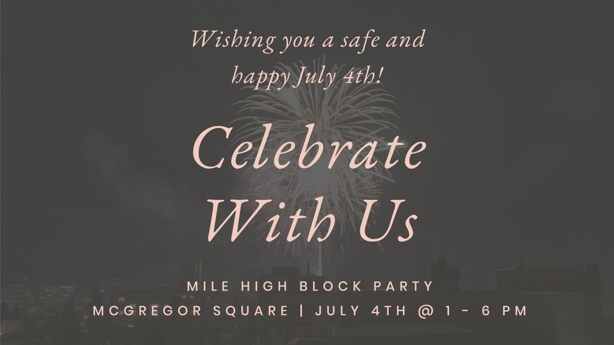 Mile High 4th of July — an event you don't want to miss!
Bring the family out for an Independence Day celebration with an All-American Block Party, games, food and more.
Date: 7/4/2021
Time: 1:00 PM – 6:00 PM
See you there! 😄 🎆