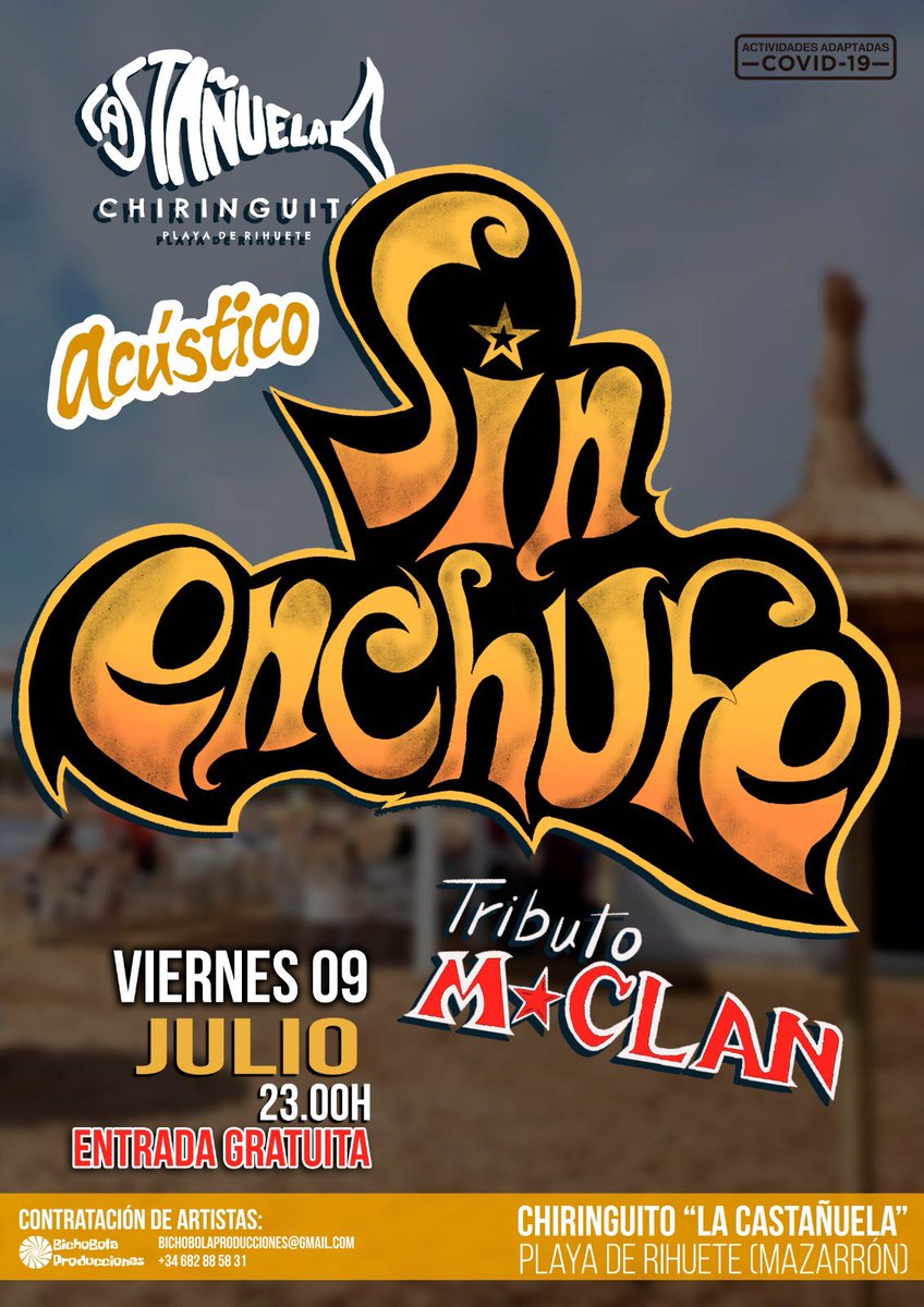 La semana que viene no te pierdas en #Mazarron al mejor #tributoaMClan que te puedas imaginar.

A las 23.00h en el #chiringuitoLaCastañuela de la #playaderihuete de Mazarrón y además entrada gratuita.