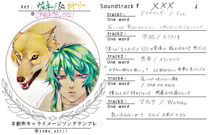 創作キャライメージソングテンプレのtwitterイラスト検索結果