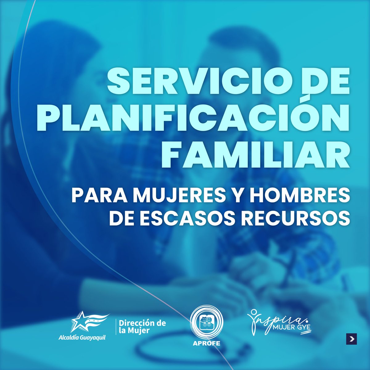 inspiramujergye's tweet photo. Servicio de Planificación Familiar para mujeres y hombres de escasos recursos
Llena el formulario en línea para aplicar a un cupo
Link: https://t.co/6vlYKH2FUM
Convenio entre la #DirecciónDeLaMujer junto con #Aprofe
#InspiraMujerGYE #CynthiaViteri #AlcaldíaGuayaquil https://t.co/Xhh2wmJ2H3