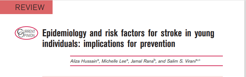 JamalRanaMD's tweet photo. Our Paper  "Epidemiology and risk factors for stroke in young individuals: implications for prevention" in Curr Opinion Cardiol is out. Aliza Hussain, @MTLeeMD, @virani_md 
7 key points 🧵
1.  Rising incidence of stroke in young adults, with largest increase in ischemic strokes. https://t.co/qyE6qESOwi