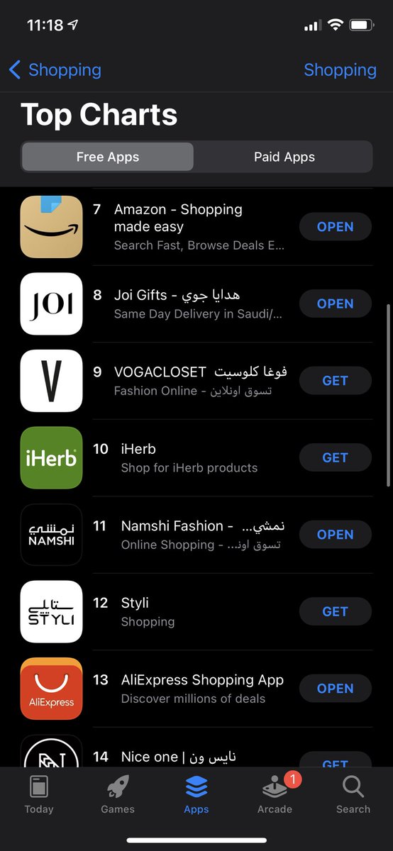 تطبيق هدايا جوي <a href="/JoiSaudi/">هدايا جوي</a> اليوم تم وضعه من ضمن قائمة أفضل 10 تطبيقات في متجر آبل تحت فئة تطبيقات التسوق، مباشرة تحت أمازون وفوق نمشي وفوغا كلوسيت

بالتوفيق لفريق العمل ونتطلع للقادم ❤️