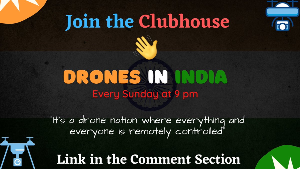 abhk_kasana's tweet photo. After the recent IAF #JammuDroneAttack, people have a lot of questions about Drone &amp; tech. 

Join me for "Drones in India" club tomorrow at 9 pm. The mic is all yours! Ask us anything 🙌🏻

#dronesinIndia #DroneAttack #droneeducation #clubhouseindia #askanything #drone https://t.co/Xd5mgmeKiB
