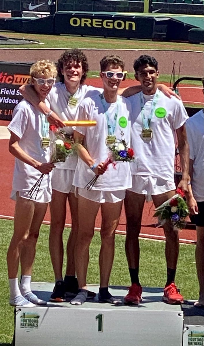 Ridgefield boys DMR are national champions! Team of Liam Carcich, Ben Mickool, Amit Markos, and Charlie King bring home the gold with a time of 10:01.72. <a href="/RidgefieldAD/">Dane Street</a> <a href="/RfieldPatch/">Ridgefield Patch</a> <a href="/HamletHubRidge/">HamletHub Ridgefield</a> <a href="/RidgefieldHS/">Ridgefield HS</a> <a href="/RidgefieldPress/">The Ridgefield Press</a> <a href="/ridgefieldrunco/">Ridgefield Running</a> <a href="/RidgefieldPS/">Ridgefield PSD</a>