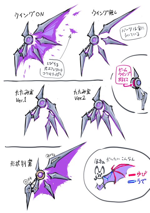 作画コストを下げつつ派手に見えるコウモリ型メカウイングを考えてみた 