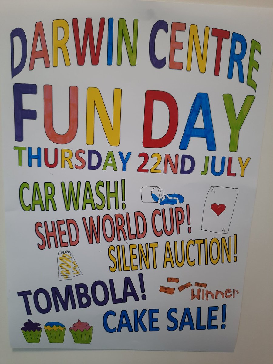 stephsandland's tweet photo. Sooo after a long year of not being to do things like this we are having a Darwin fun day! Including a tombola, car wash and cake sale....any donations welcome. Will be based in our reception area or car park if the weather is nice. @CombinedNHS @PegisStoke https://t.co/80vqhcUaZV