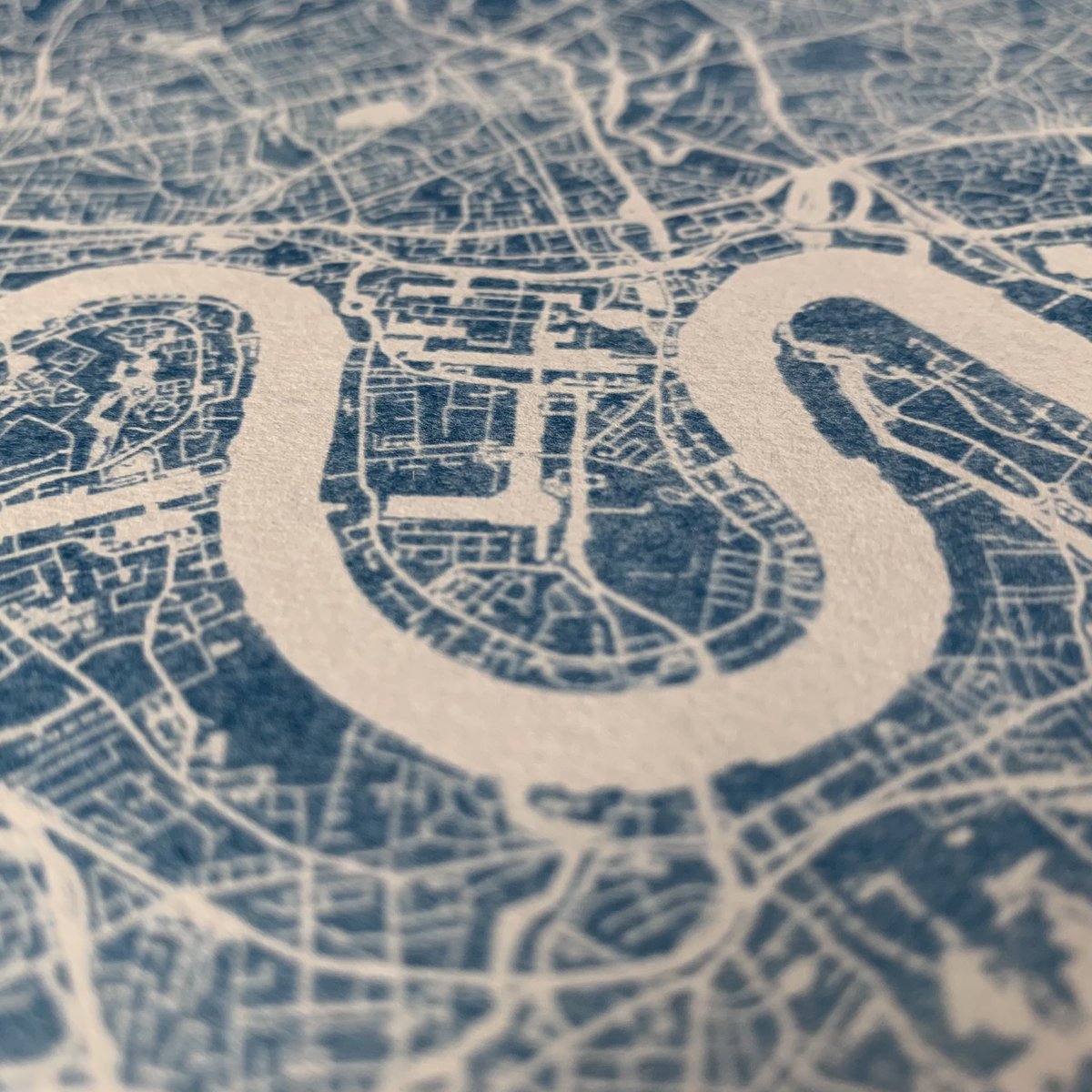 steveattewell's tweet image. 1/ Created this print today using the #cyanotype “sun print” technique. The negative was created with free @OrdnanceSurvey Open Zoomstack data. I’ve had soooo much fun mucking around with chemicals today 👍🏻 #osdeveloper