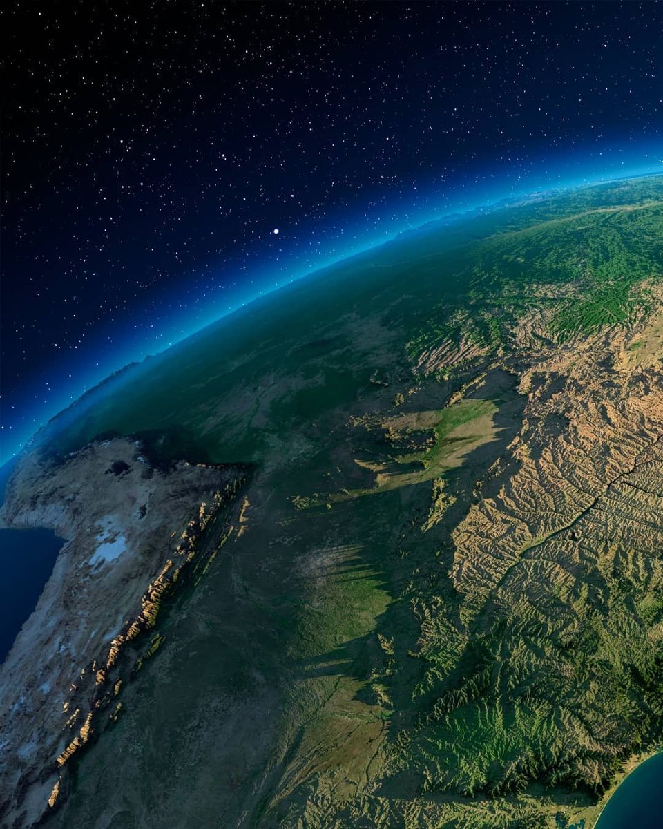 GeografiaNewsBR's tweet photo. Imagem 3D de parte da América do Sul! A imagem é feita em computador a partir de dados dados reais de relevo, vegetação, etc. Crédito: @cosmosfinal #sudamerica #geografiageral #geomorphology #educadf #geography #geomorfologia #brasil #brazil https://t.co/HEH5ShpIVc