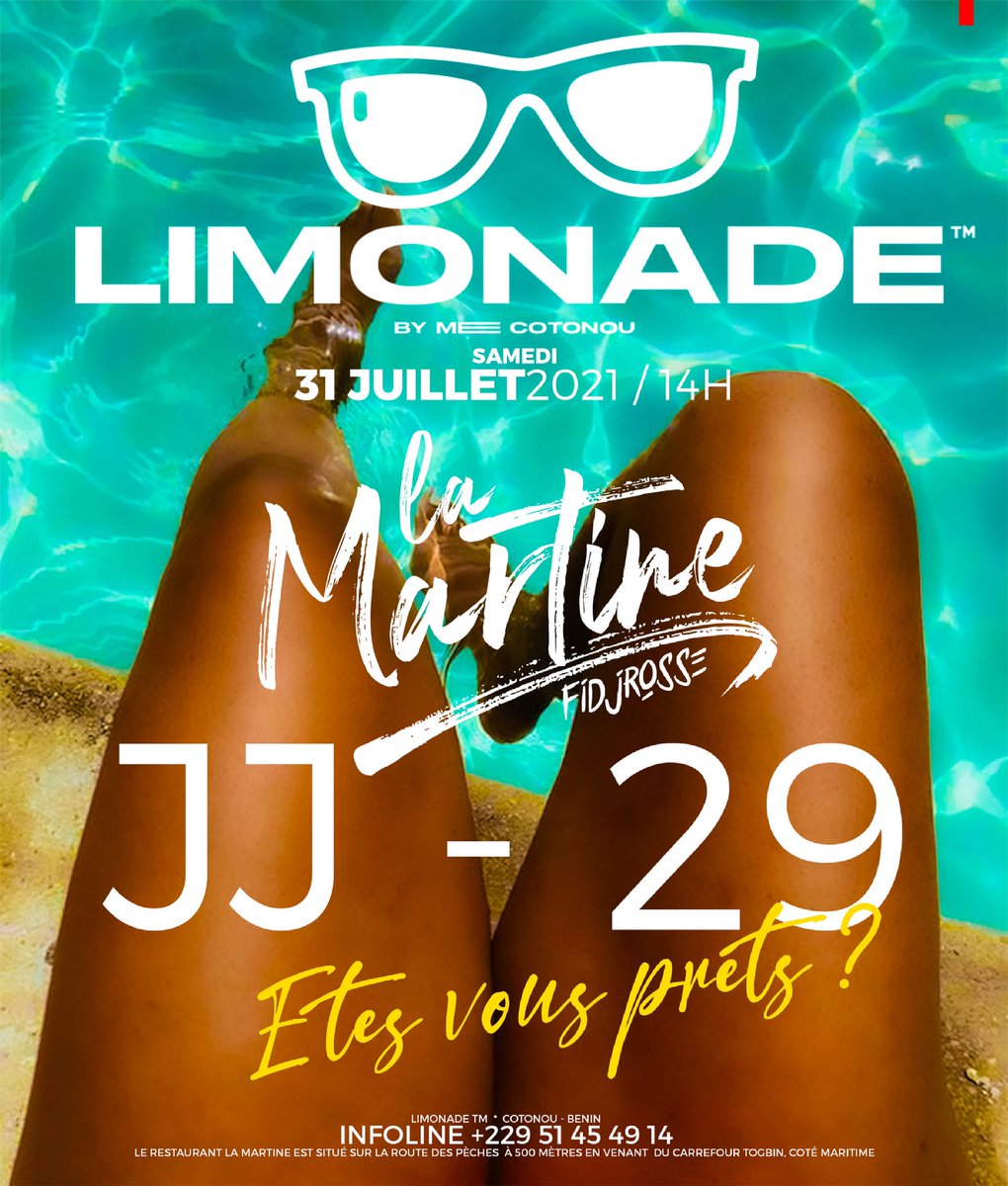 LimonadeTm's tweet photo. Jour j - 29 
• LIMONADE •
Êtes-vous prêts ? LIMONADE c’est dans exactement 29 jours ! 
Avez-vous déjà vos tickets ? 
Avez-vous déjà apprêter vos lunettes de soleil et vos chapeaux de paille ? 
On s’y approche lentement, alors apprêtez-vous.
#limonade #max_event #cotonou #TT229 https://t.co/NGagWgS5bZ