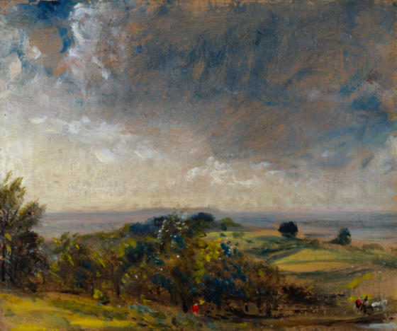Hampstead Heath looking towards Harrow, by John Constable RA, 27 September 1821
Oil sketch
(On display in the permanent collection at The Royal Academy)