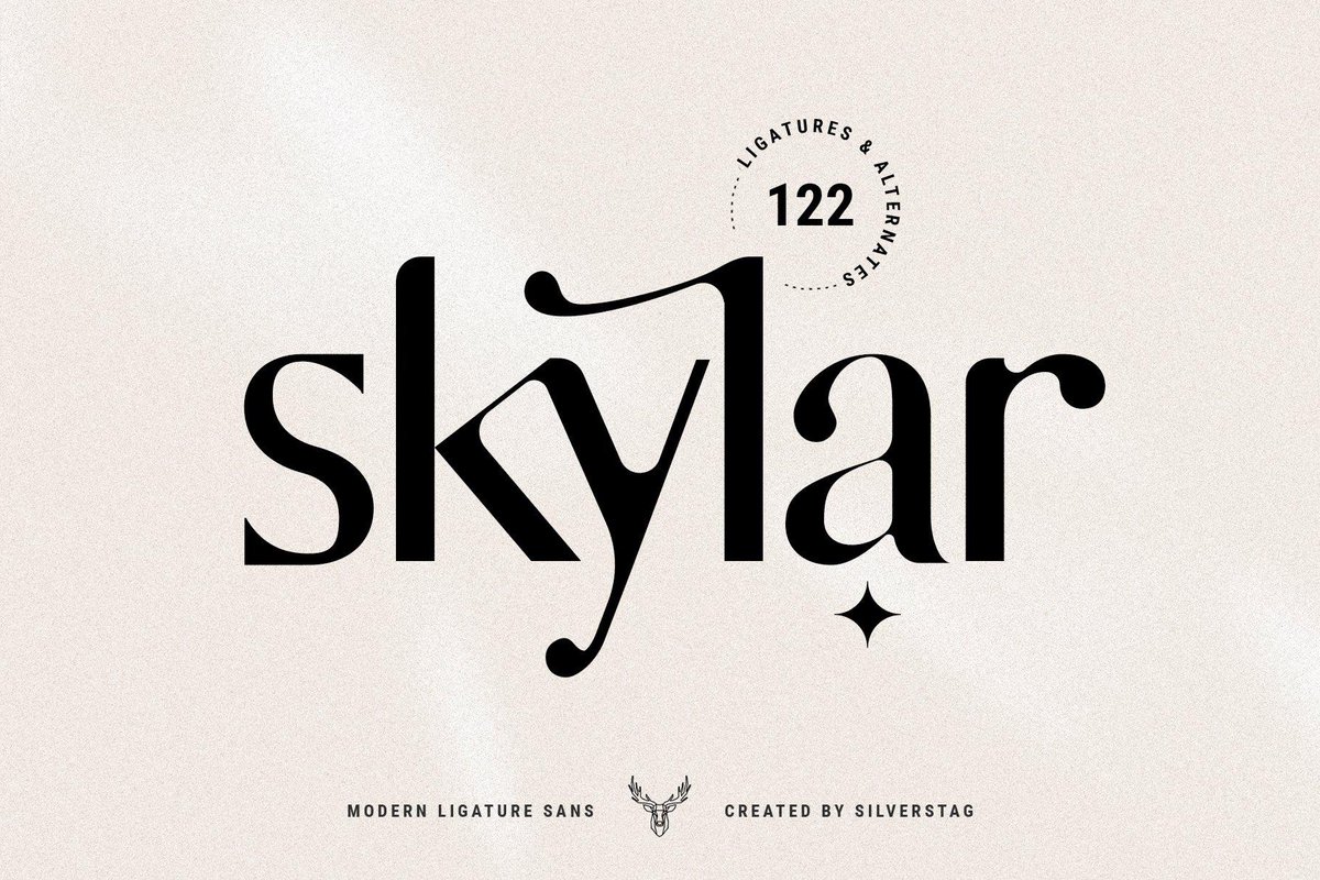DavidZydd's tweet image. skylar - modern ligature sans font creativemarket.com/SilverStag/515…  #neutralcolor #template #packaging #label #health #clothing #logo #socialmedia #sansseriftypeface #swash #fancy