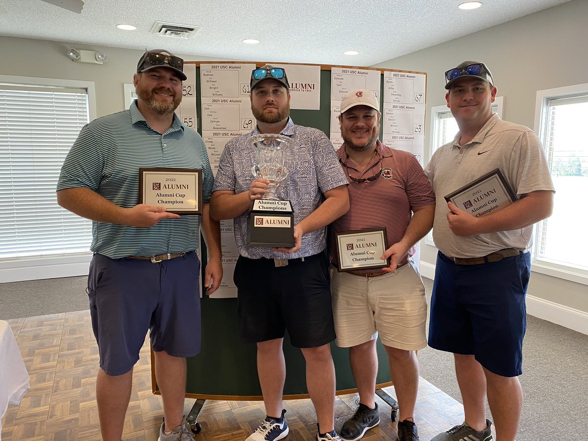 TheBearInvitat1's tweet photo. The Bear Invitational A1 Day 1’s @phil_nettles @Joshwilson12, Kenny Ard and the big cat take home the inaugural Alumni Cup “ship”! A testament to the challenging field that is the @TheBearInvitat1 #TooEasy #prestigeworldwide https://t.co/2Ger63NRNF
