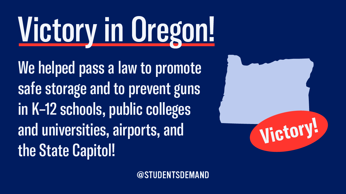 StudentsDemand's tweet photo. Students @DemandOregon fought hard alongside @MomsDemand volunteers &amp; local gun violence prevention advocates to secure these wins, and they’re a really big deal! Proud of our students on the ground fighting to make their communities safer from gun violence 🧡 https://t.co/t5wsOB6saH