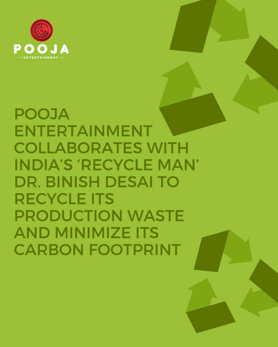 BOCIndia's tweet photo. #PoojaEntertainment takes a great initiative! joins hands with India’s #RecycleMan Dr #BinishDesai to recycle its film production waste. https://t.co/UYjDkzSlxv