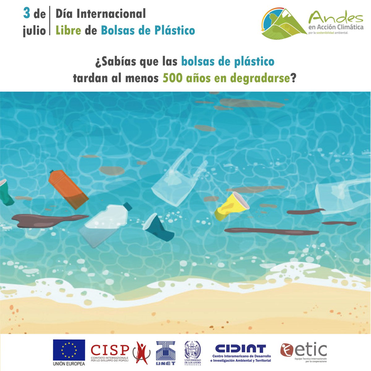 AClimatica's tweet image. La participación de todos en la reducción del uso de bolsas plásticas es vital para preservar la biodiversidad y evitar el deterioro de los ecosistemas. Desde Andes en Acción Climática te invitamos a sustituir las bolsas plásticas por bolsas de tela o fibras reutilizables.