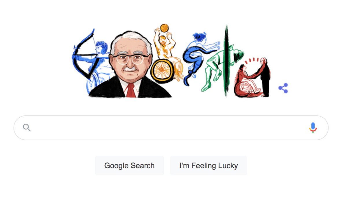 Today's Google is an image of Sir Ludwig Guttman, founder of the modern Paralympic Games 🙌🏽

#DisabilityPride 
#Paralympics 
#RepresentationMatters 
#Physiatry