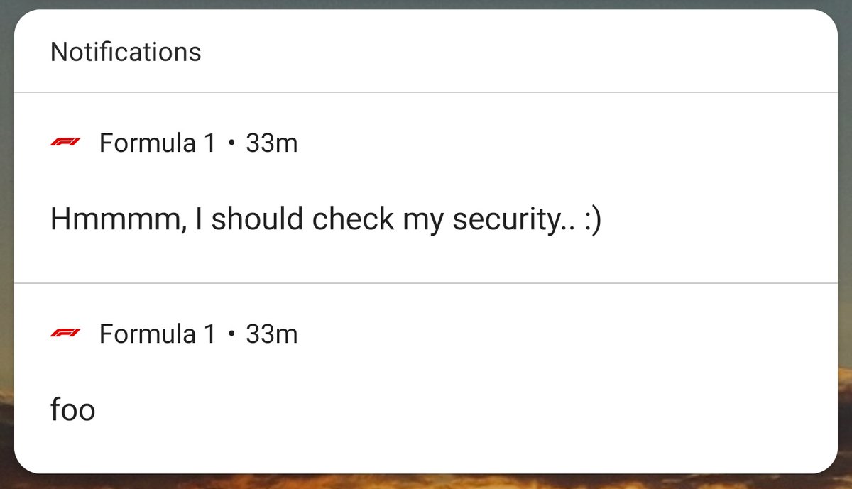 phisley's tweet image. Looks like someone's probing the infrastructure behind the F1 app.

Cc'ing @cybergibbons as someone who might find this interesting.

#infosec