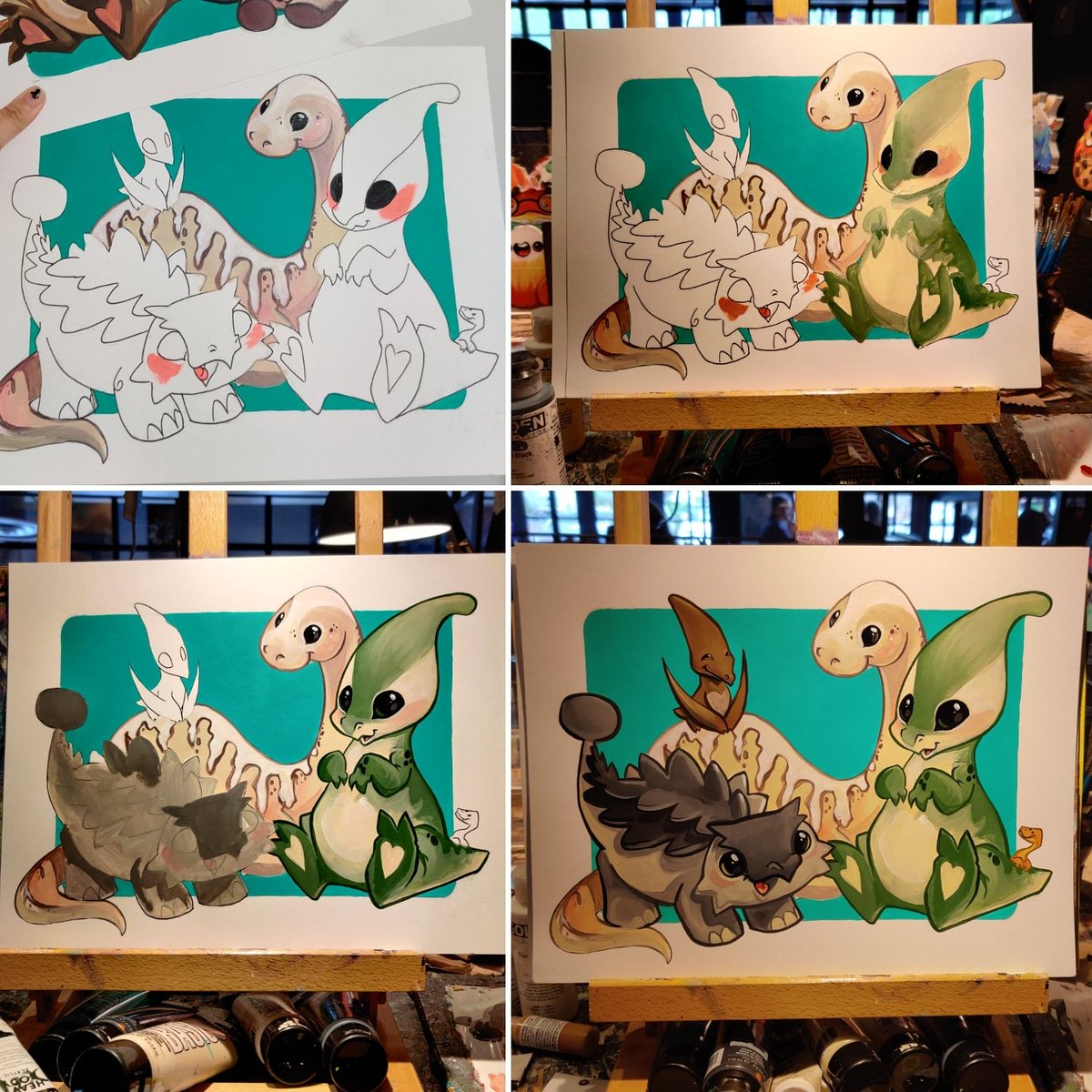 All the baby dinos #dino #Dinosaurs #babydino #baby #art #painting