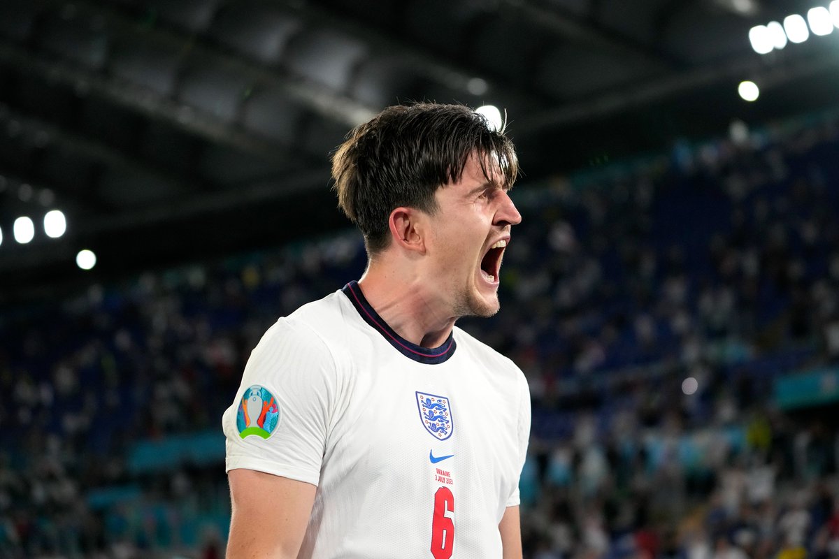 UEFAEURO's tweet photo. 🏴󠁧󠁢󠁥󠁮󠁧󠁿 Unforgettable moment for Harry Maguire!

#EURO2020 https://t.co/GszoO9EmiA