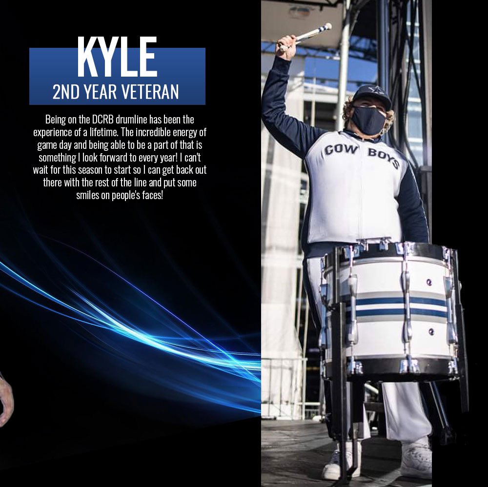 Today we continue our #RoadToAuditions with veterans Peyton, Adriana, Daniel, and Kyle, and captain Barney! One of the most electric parts of game day at AT&amp;T stadium is when the DCRB dancers and drumline perform together. dallascowboys.com/DCRBauditions