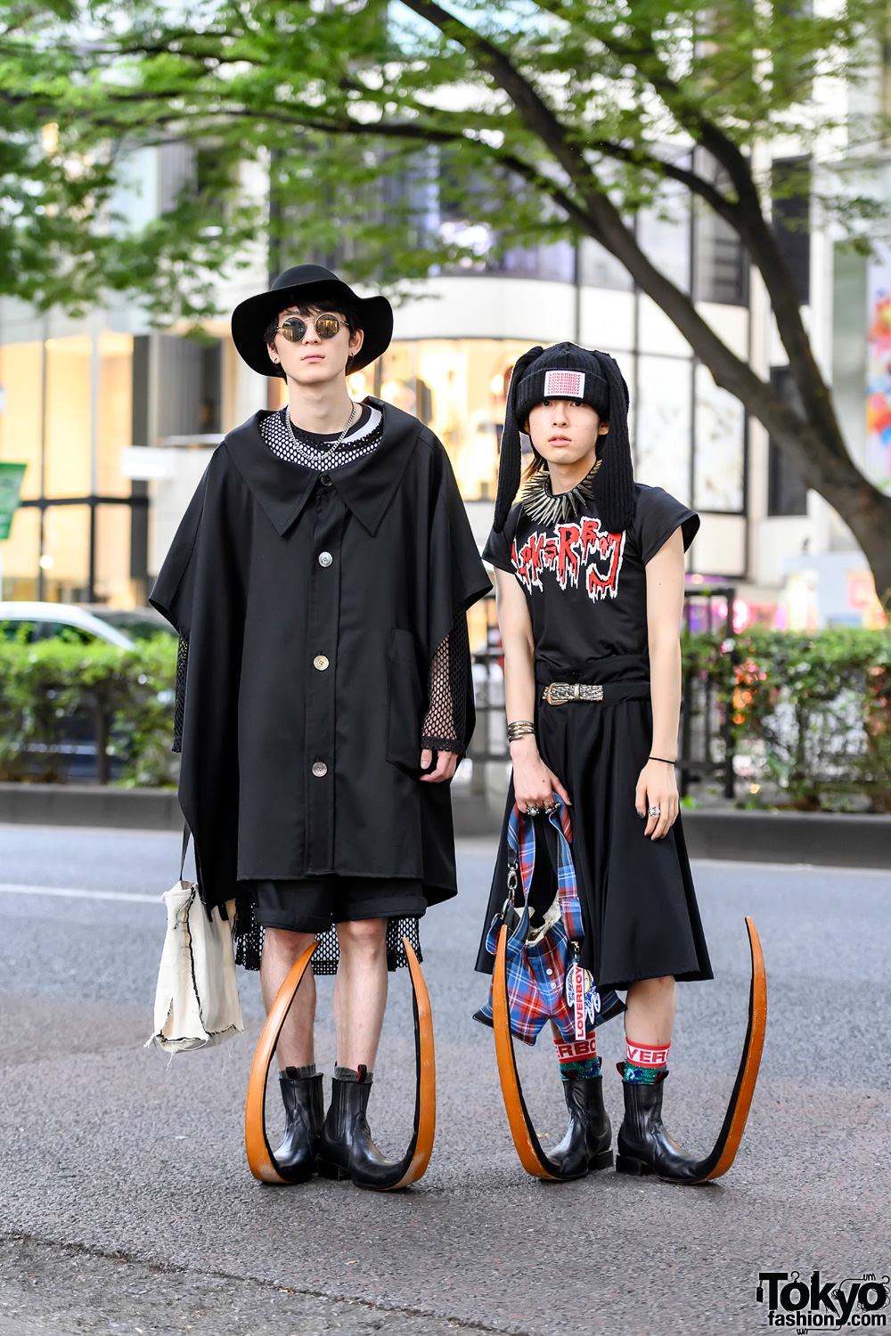 Tokyo Fashion on X Japanese college students Yuga Morimori on the street in Harajuku w matching Comme Des Garcons Homme Plus pointy boots inspired by Mexican tribal guarachero styles handmade