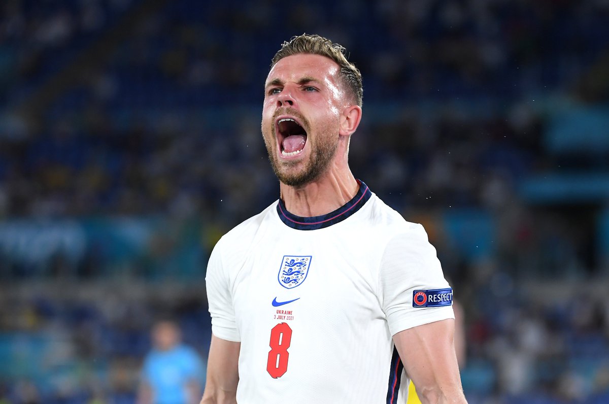 UEFAEURO's tweet photo. 🏴󠁧󠁢󠁥󠁮󠁧󠁿 When you score your first goal for England...

Jordan Henderson ⚽️

#EURO2020 https://t.co/xZfxaYzW9F