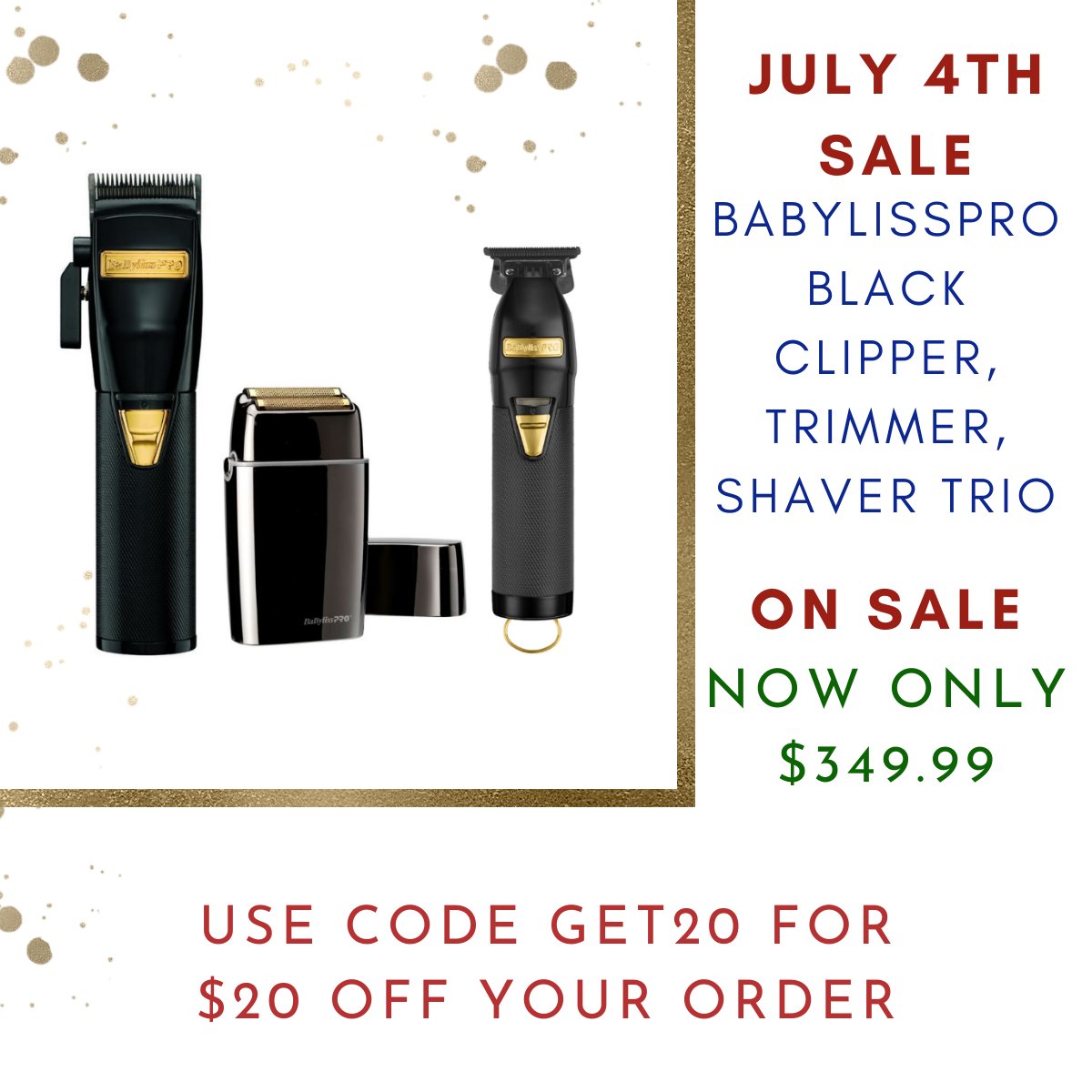 alamobeauty's tweet photo. 🚨 An Alamo Barber Exclusive Discount Deal Is In! Order your #BaBylissPro Black Cordless Clipper, Trimmer and Shaver Trio for only $349.99! 🙌  https://t.co/FdvIVY8nRf

Use code GET20 for $20 OFF your order! https://t.co/FdvIVY8nRf https://t.co/H5usvuIzSY