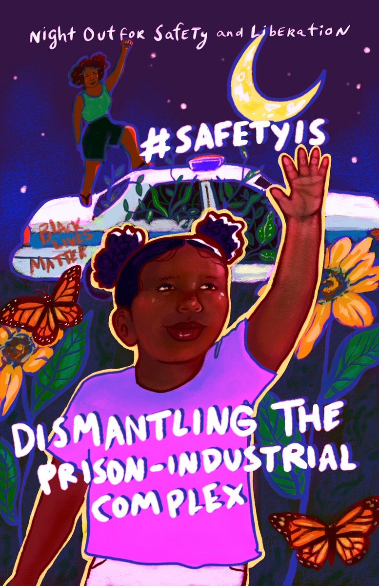 To build a world where #BlackLivesMatter, it is imperative that we rethink safety beyond police and prisons and invest in communities instead. Join us on 8/3 to redefine what #SafetyIs. Today’s art by Angelica Frausto. #NOSL21