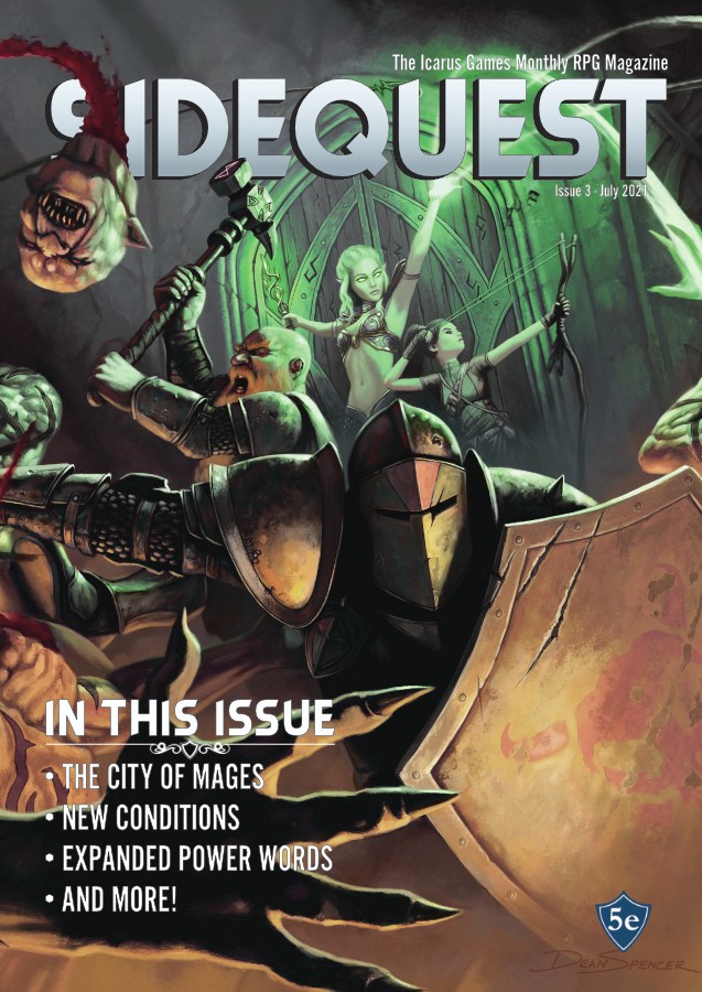 IcarusGamesUK's tweet photo. @npnppodcast Hey folks 👋

I just launched issue 3 of SIDEQUEST, my monthly digital magazine

It's got a city with map, dozens of locations, &amp; 70+ NPCs, as well as new conditions, new power word spells, &amp; a new monster.

Check out the preview: https://t.co/HbrJ3bWMDI https://t.co/xoDtL0ZVa1