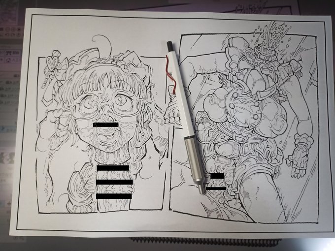 【R18G】線画を印刷出力したのちに
アナログで描き足し、陰影塗って
また取り込んで仕上げ塗り 