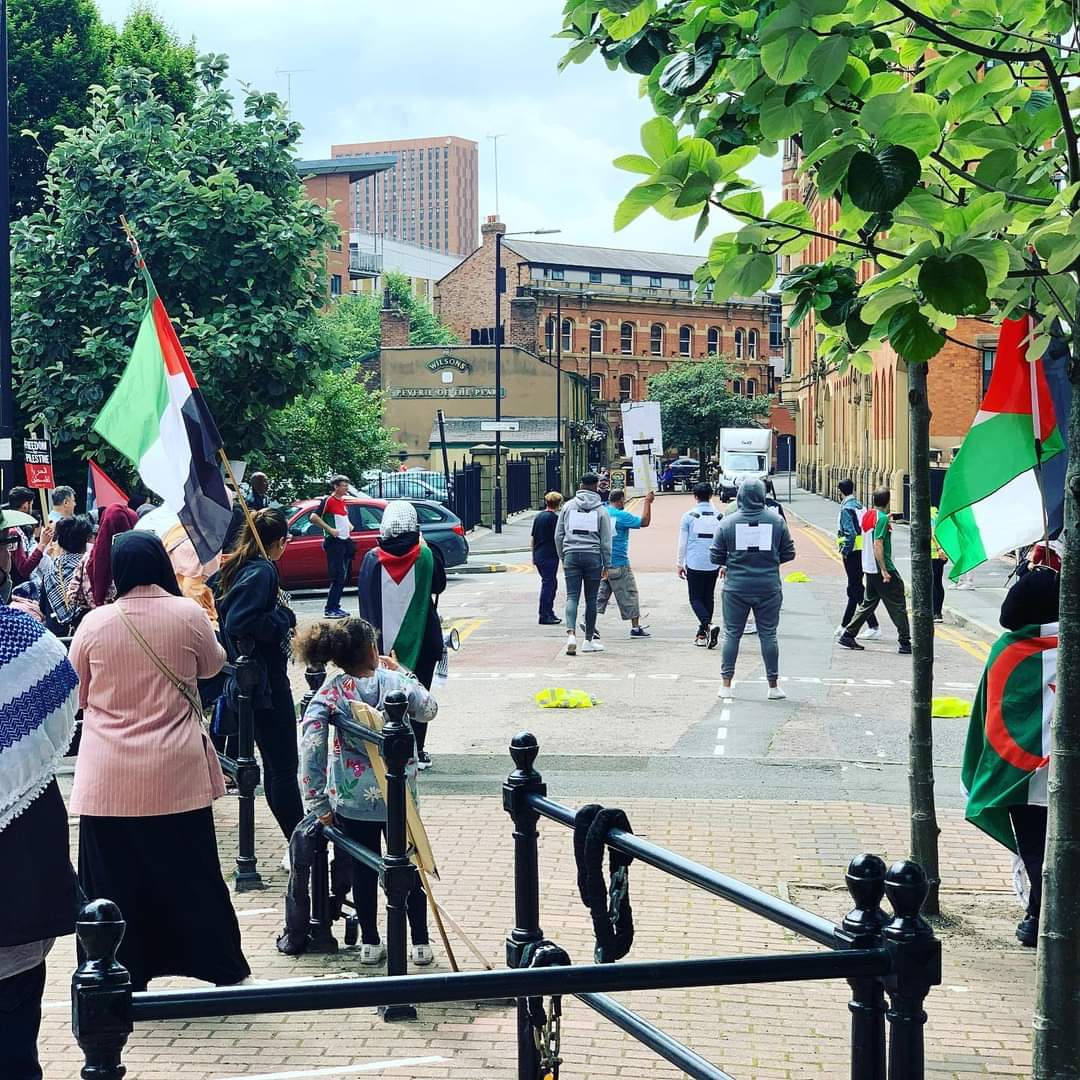 QudsNen's tweet image. A protest was held yesterday outside Puma’s Manchester offices, calling for a global boycott of Puma until they end their sponsorship of the Israeli Football Association (IFA).

#EndApartheid
#SupportBDS