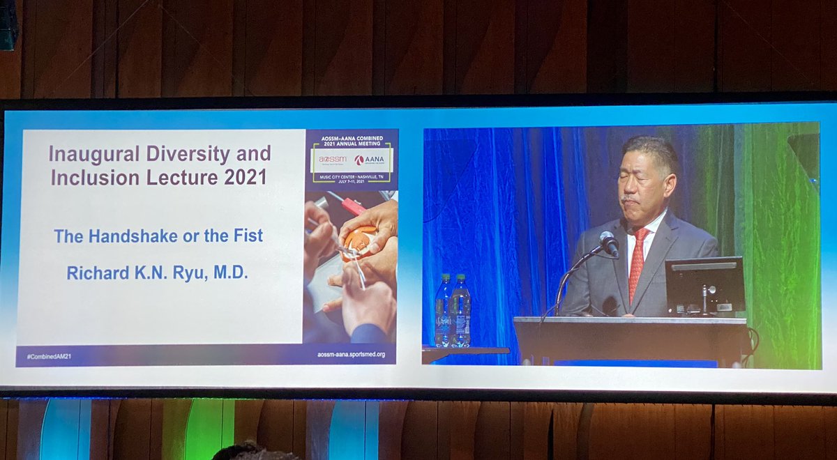 Powerful message from Dr. Rick Ryu. 
Diversity, inclusion, and merit can all happen together, and we’re all better for it when they do.

@AOSSM_SportsMed <a href="/AANAORG/">AANA</a> 

I hope this talk is published or made available for all to hear!