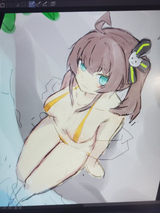 まつりちゃんがマイクロビキニ着たいっていうから衝動的に描いたラフ 
