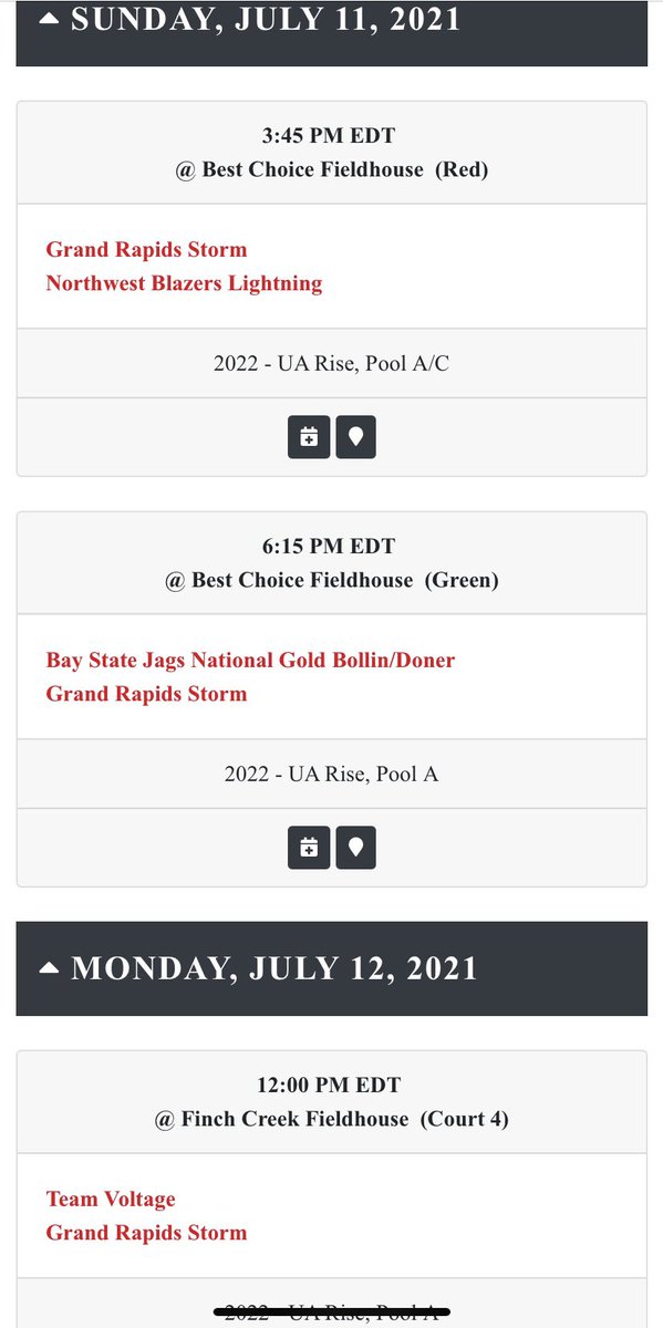 College coaches, here is the remaining schedule of UA Rise Session 1 for GR Storm Girls 2022 <a href="/grstormbb/">Grand Rapids Storm</a>