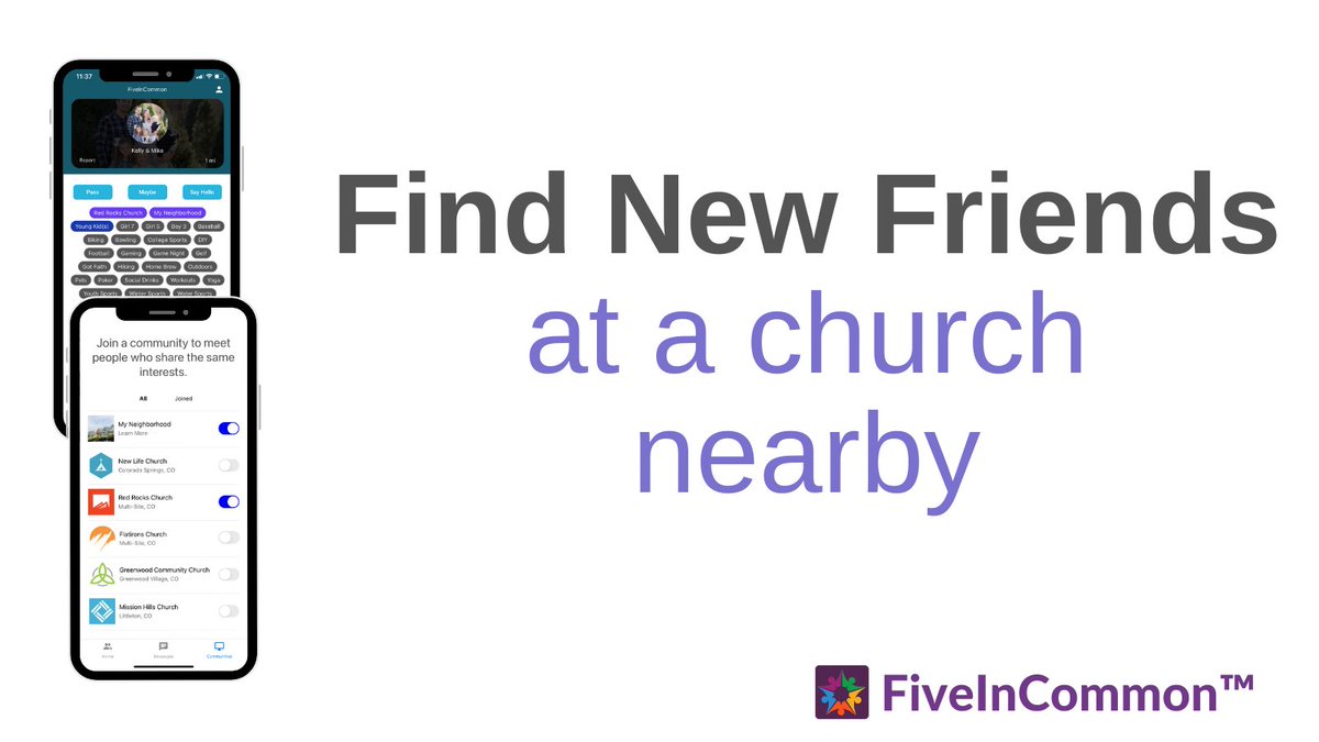 fiveincommon's tweet image. A new app.  For guest &amp;amp; attendee online connections.  Get introduced to attendees with similar interests.  Create a profile. Join a church community. FiveInCommon.com/church