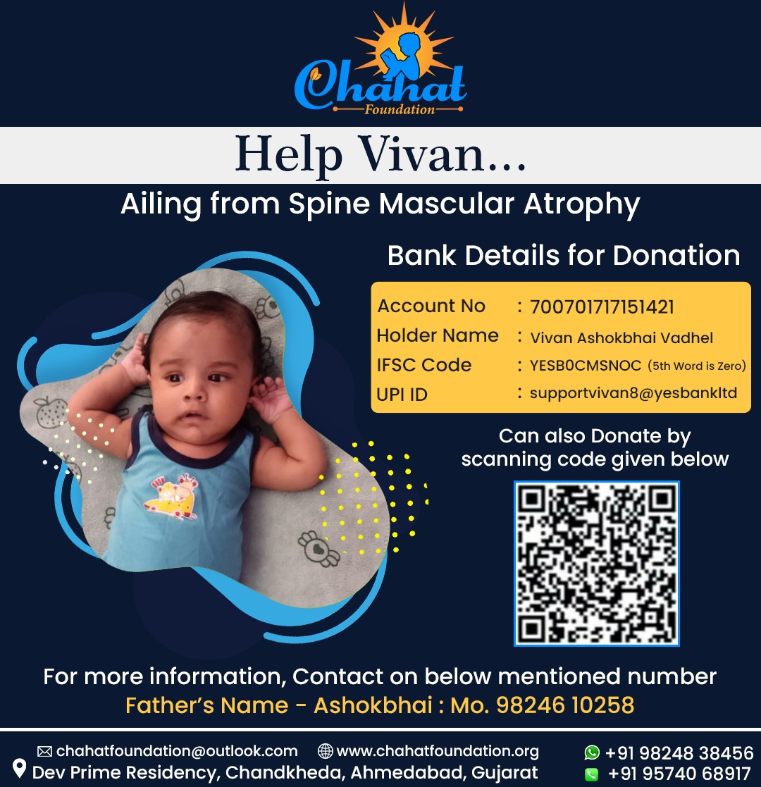 DhavalP75616222's tweet photo. Please donate a small amount of your earnings, Which can save someone's life. #HelpVivan #HELPVIVAN https://t.co/U05A40rUdU