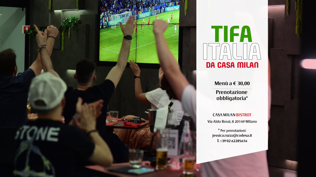 acmilan's tweet image. #ITA 🆚 #ENG: ormai ci siamo! La Finale di #Euro2020 è questa sera: prenota il tuo posto al Casa Milan Bistrot ➡ acmilan.com/it/club/casa-m… ⚽️
#SempreMilan