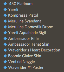 Its time for another giveaway! 

This time the good folks at #Warframe are giving me the chance to give away the Riptide Pack. 

🔁Retweet to enter!🔁
🌟Winner will be selected on July 19th!✨
🎮All platforms eligible!🎮