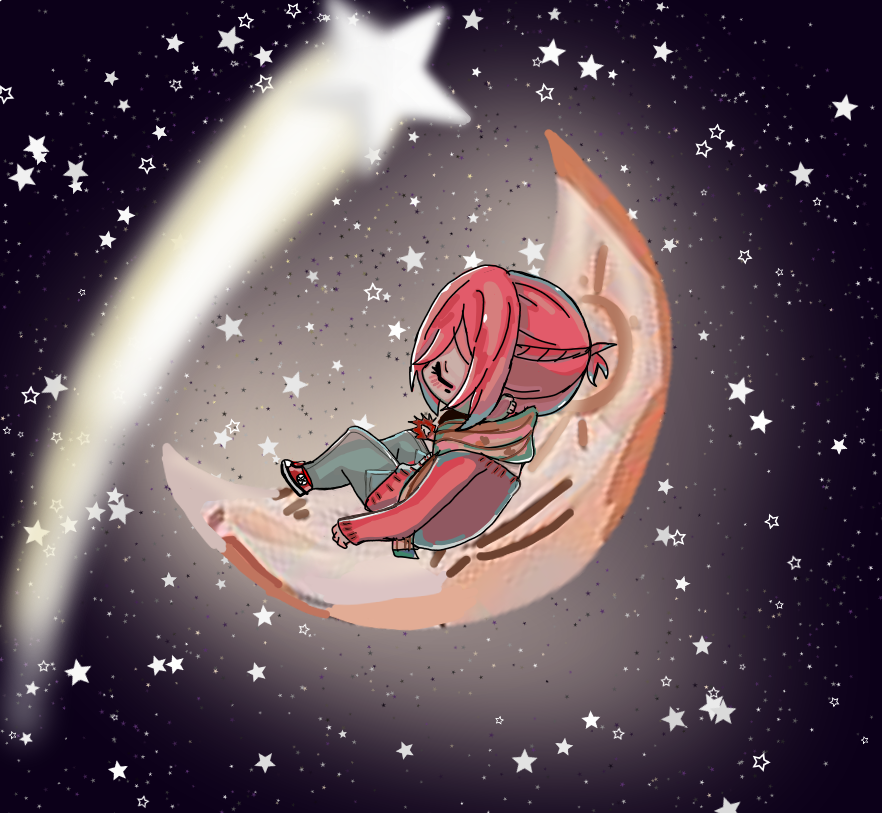 PyonMitsuba's tweet photo. just finished making this drawing now im sleepy so gn TwT its like 1:51 am for me rn and i am tierd , i hope u guys enjoy what i made TwT #mitsuba #moon #tbhk #toiletboundhanakokun #artss #stars #sleep https://t.co/dGBmPcVNRU