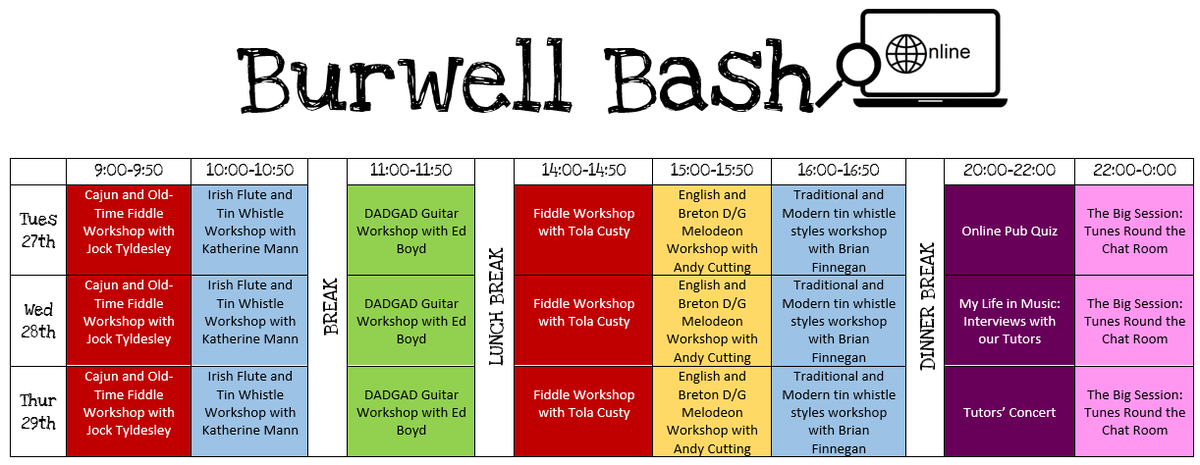 Burwell_Bash's tweet photo. It's time for our weekly reminder that with just 16 days until the start of #BurwellBash #2021 #online it's not too late to join us. With some of the biggest names in folk  teaching three days of workshops and events to a worldwide audience online, what more could you want? https://t.co/YXSqd2SirQ