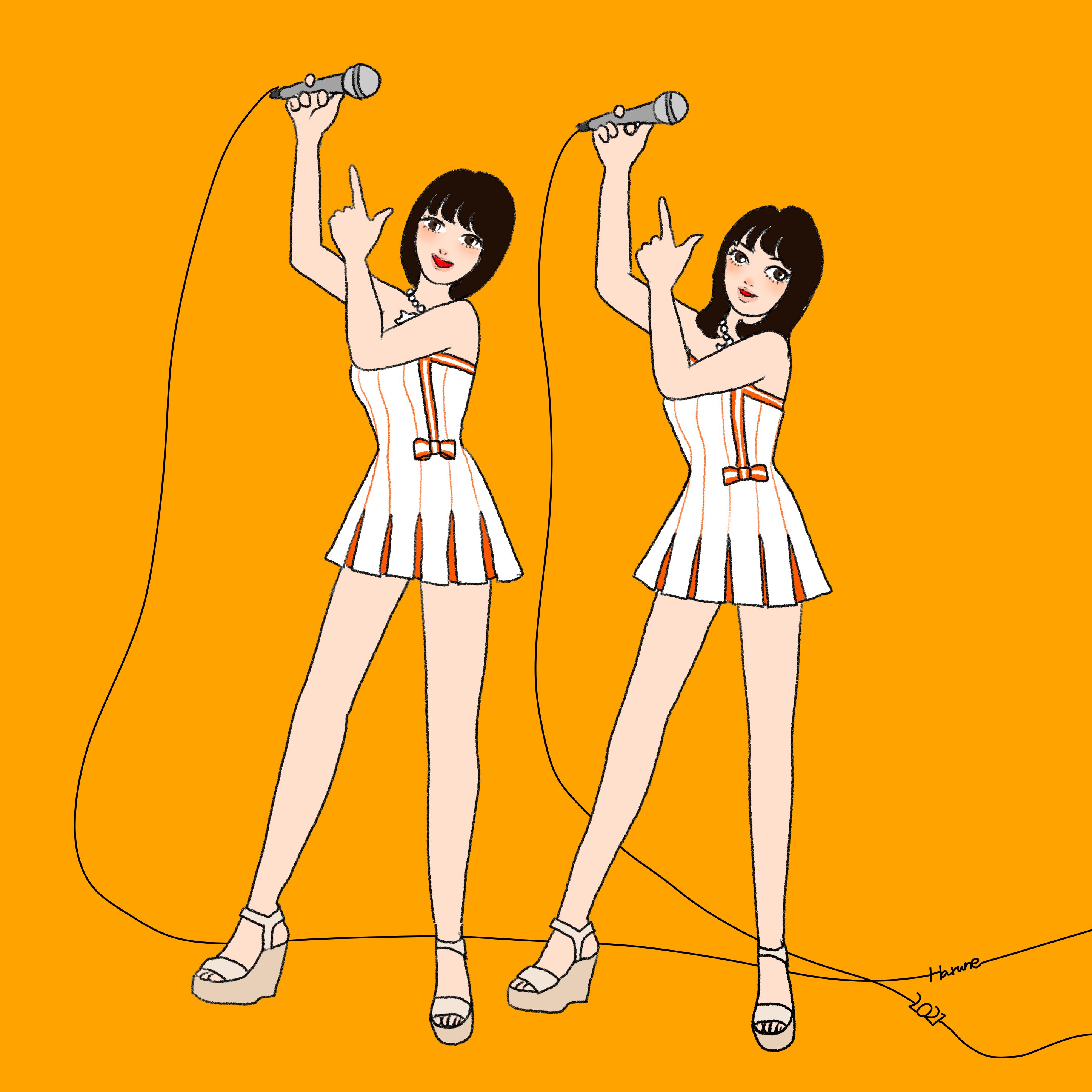 Harune ペッパー警部 似てない笑 ピンクレディー 未唯mie さん 増田恵子 さん 女の子イラスト イラスト ファッションイラスト レトロ レトロポップ 昭和レトロ 昭和アイドル 70年代アイドル 70年代 デジタルイラスト Illustration Art