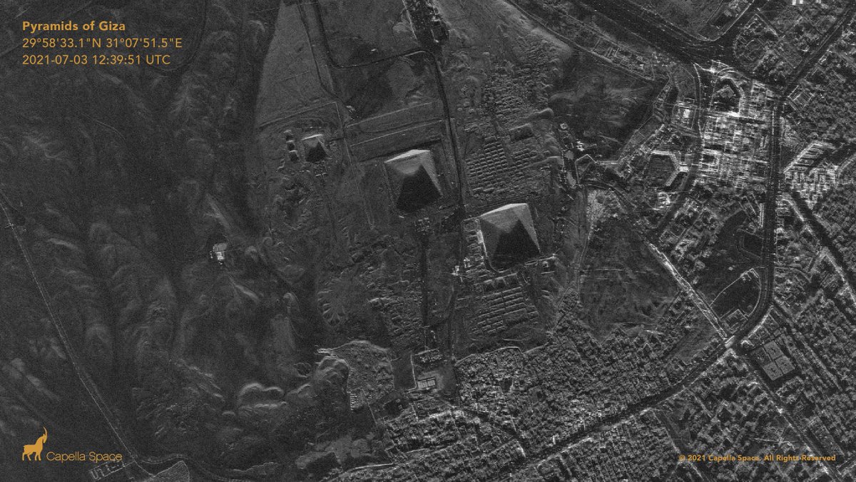 capellaspace's tweet image. “First Light” images from our newest #SAR satellite have been released! #Giza #Ijen #BocaChica 

The team is delighted with the 50cm resolution quality data. We look forward to providing even more imaging capacity from the Capella Constellation after final calibrations.