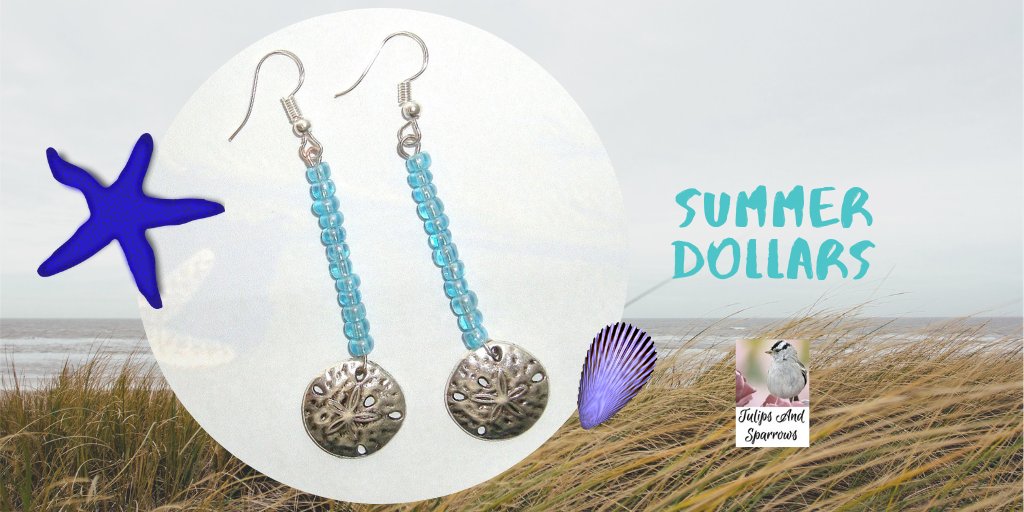 #sanddollarjewelry #beachjewelry #sealifejewelry #sanddollarearrings #blueearrings #beachearrings #sealifeearrings #bluebeadearrings #seedbeadearrings #summerjewelry #summerearrings