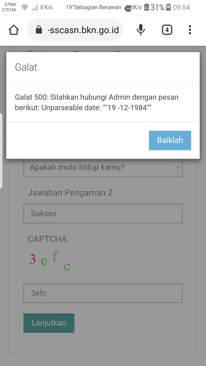 AdeRusm49200786's tweet photo. #LAPORBKN Mohon bantuannya pa sy sudah daftar tp di akhir pendaftran seperti ini jd blm bisa log in https://t.co/t85TFOFUXU