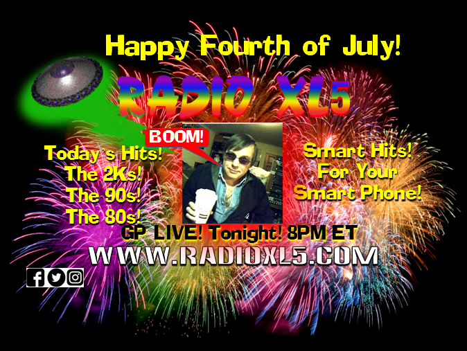 RadioXL5's tweet image. Live from Boston with GP! "GP Live!" 8 PM ET on Radio XL5. Listen on mobile friendly RadioXL5.com or on TuneIn on any smart device. New hit music &amp;amp; indie pop and back to the 80s!
#GPLive #4thofJuly #4thJulyWeekend #newmusic #newmusicalert #indiepop #boston #hitmusic