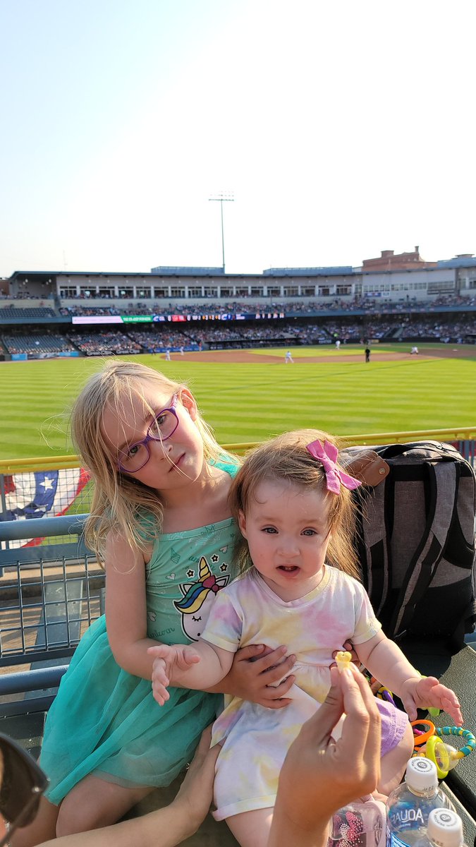 Pretty much a perfect Toledo summer night! And it's Little Sissy's first Mudhens game!