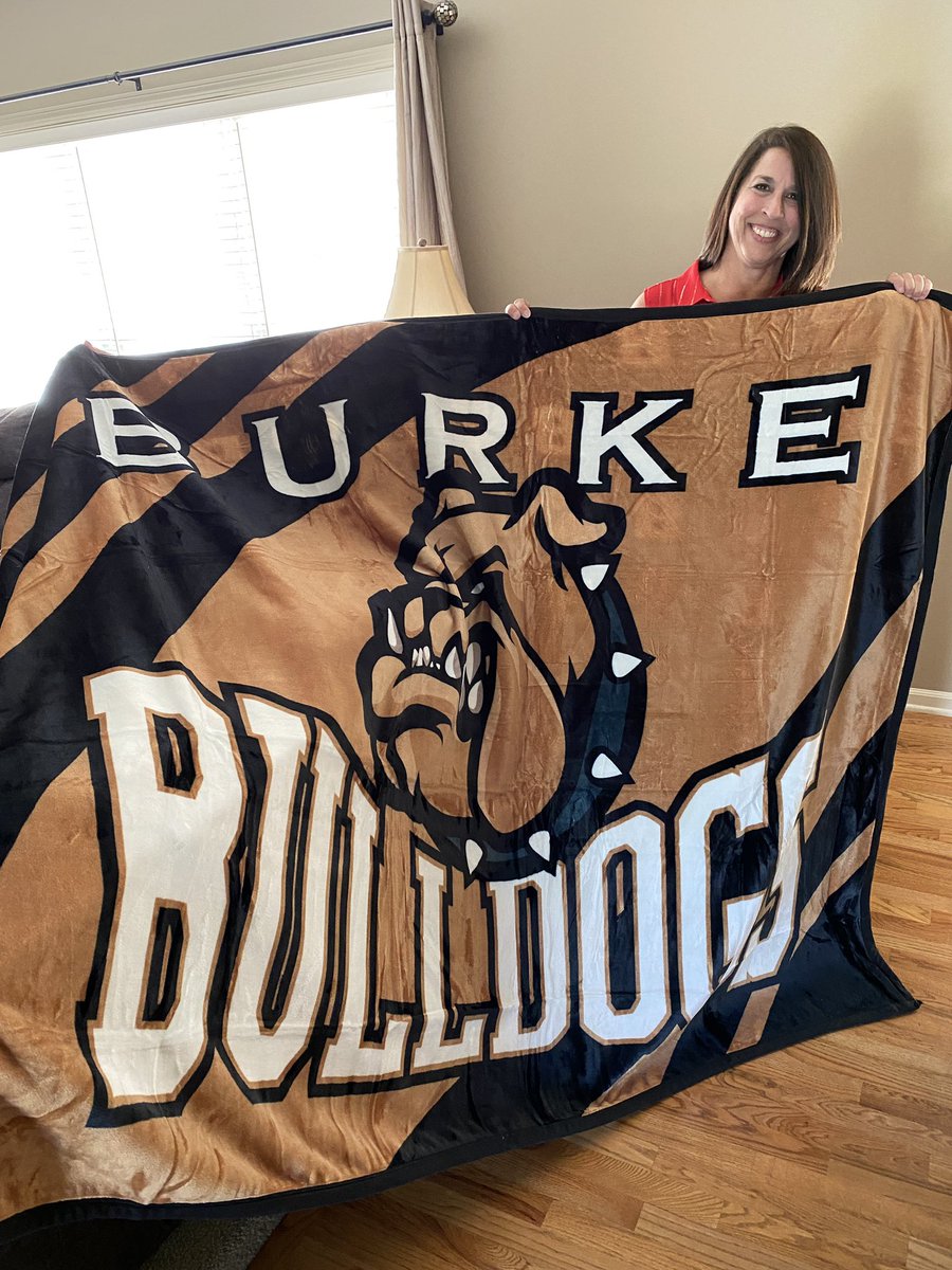 <a href="/club_burke/">Burke Booster Club</a> Bulldog Class of 1980 Barb Vasek showing off this nice Bulldog blanket! <a href="/burke_high/">Burke High Alumni</a> @BarbVasek