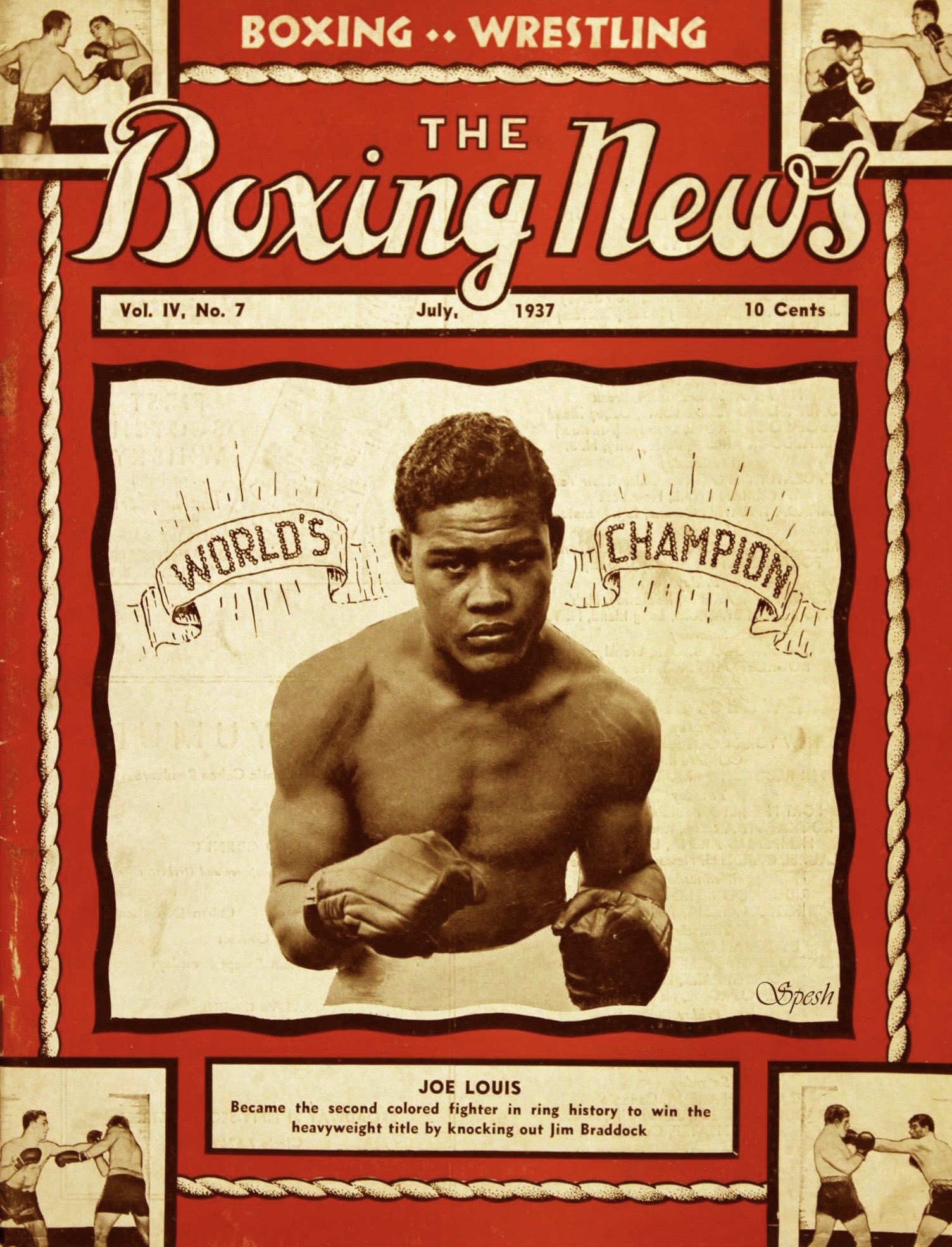 Boxing Archive on X: Newly crowned heavyweight champion Joe Louis on the  cover of Boxing News in 1937. #boxing #history  / X
