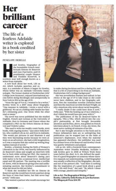 AdelaideBook's tweet photo. Biographer Hazel Rowley, remembered by her sister Della in a new book. The literary award established in her name has supported the writing of at least half a dozen winners since. https://t.co/ZisZDissbI