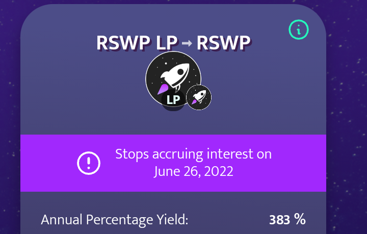 RSwapOfficial's tweet image. What are you waiting for?
RSWP LP => RSWP pool is up and running with double the previous APY!
Go farm some $RWP here
rocketswap.exchange/#/farm/